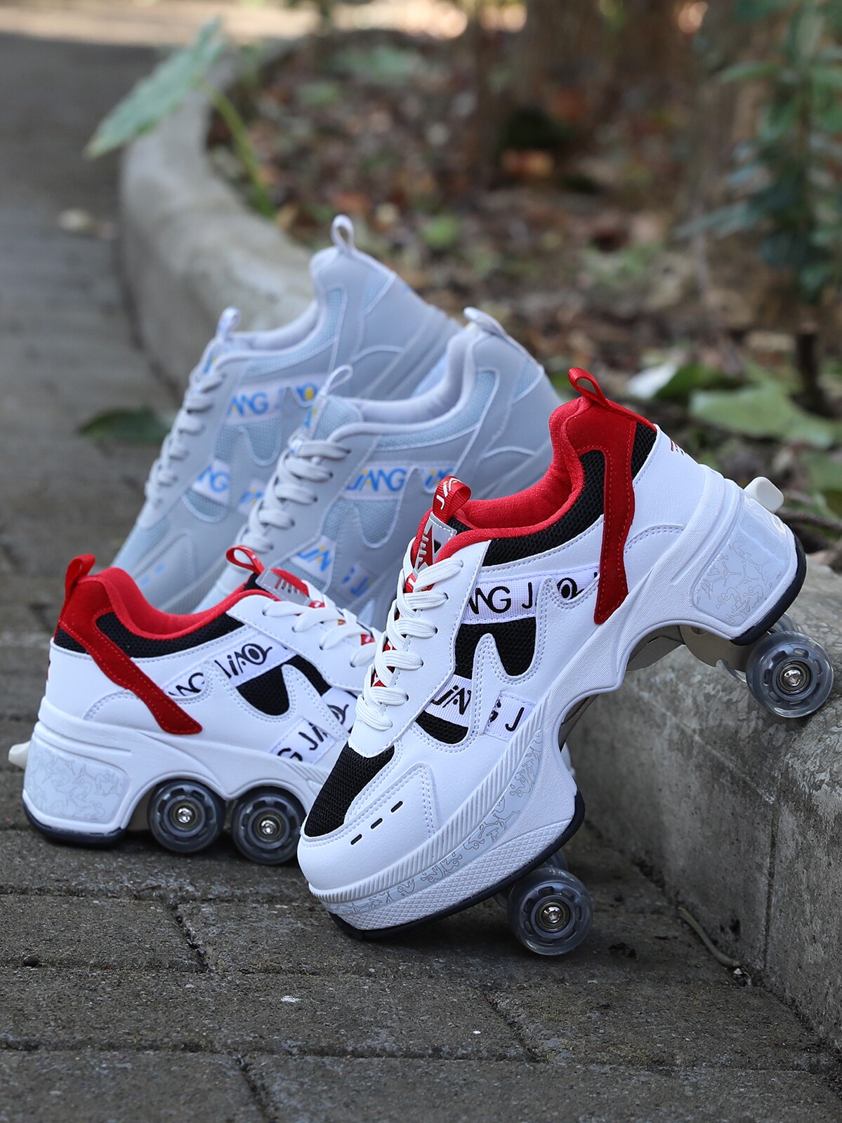 Deformed shoes roller skates runaway shoes skating blast away four-wheel pulley shoes with wheels dual-purpose wheel shoes