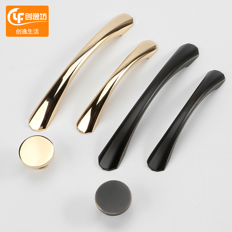 Bright Gold Pure Copper Color Cabinet Door Handle Full Copper Overall Cabinet Wardrobe Door Handle Drawers Cabinet Single Hole American Brass Handle