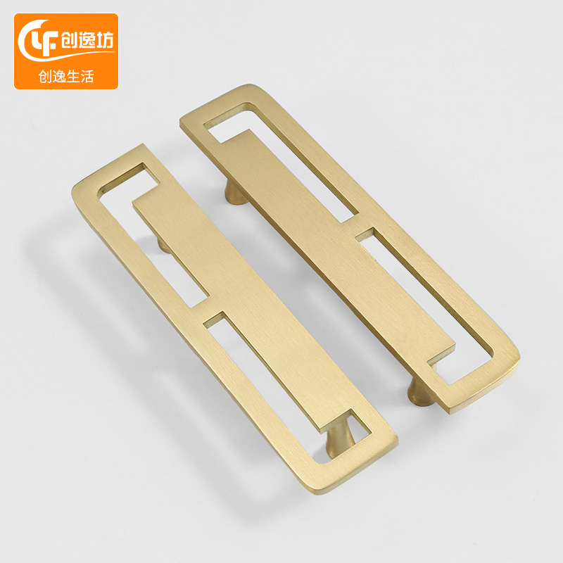 Chinese style brass whole cabinet cabinet door handle Antique new Chinese style All copper cabinet Wardrobe drawer Light luxury handle Retro