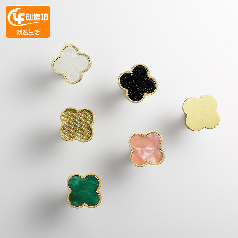 Creative drawer single hole handle Nordic solid copper cabinet door integral cabinet wardrobe door handle all copper modern simple brass