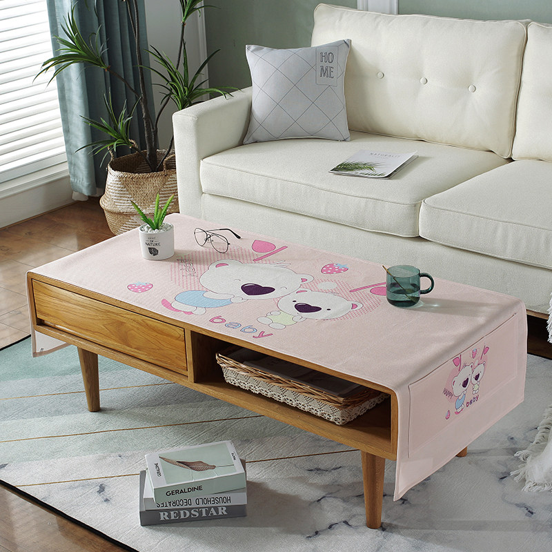 Cotton and linen coffee table tablecloth cover cloth towel pad coffee table cover fabric rectangular living room dining table TV cabinet dust cover