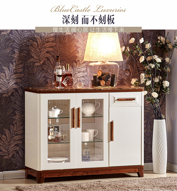 Tủ nhà hàng Bắc Âu Tủ đá cẩm thạch châu Âu tủ hiện đại tối giản rắn tủ gỗ - Buồng tủ gỗ 2 cánh