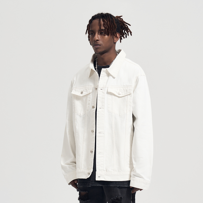 Yorainbow Early Spring Trendy Brand Men's Jacket Women's Loose Pure Cotton Retro White Denim Jacket Couple