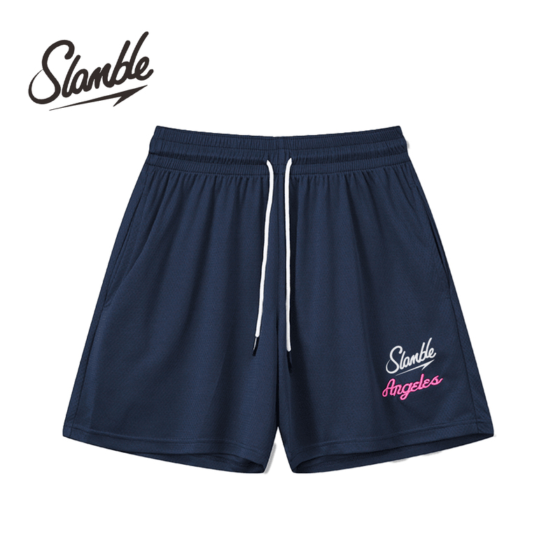 Slamble New American-Style Basketball Single-Layer Shorts, Knee-Length, Loose, Quick-Drying, Unisex Sports Casual Running Shorts