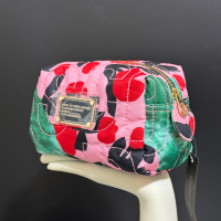 Ins Japanese foreign trade single three-dimensional waterproof rhombus European and American versatile pink flower cosmetic miscellaneous bag storage portable flower