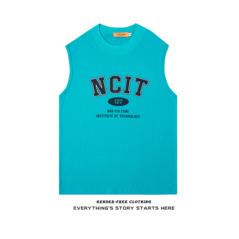 ZOROHOM European and American minimalist letter printed flat shoulder vest male and female loose sleeveless T-shirt with undershirt sports blouses