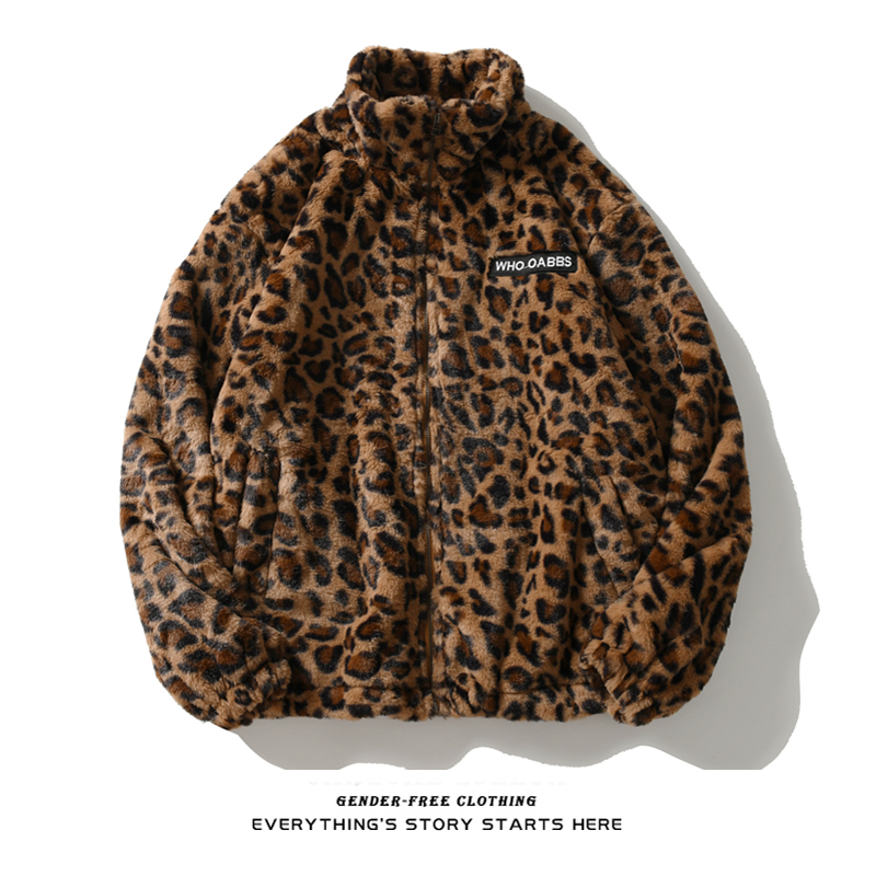 ZOROHOMBAO WEN fur plush jacket Men's and women's loose tide brand thickened warm quilted jacket stand collar shop cotton jacket winter clothes