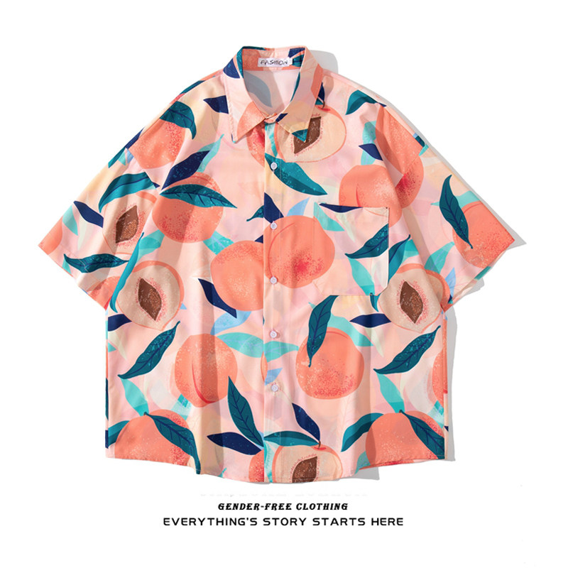 ZOROHOM Japan creates the trend of half sleeves lined with fir men and women loose trend couple summer clothes