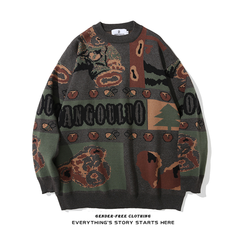 ZOROHOM autumn and winter clothing European and American retro bear jacquard warm men and women loose autumn couple