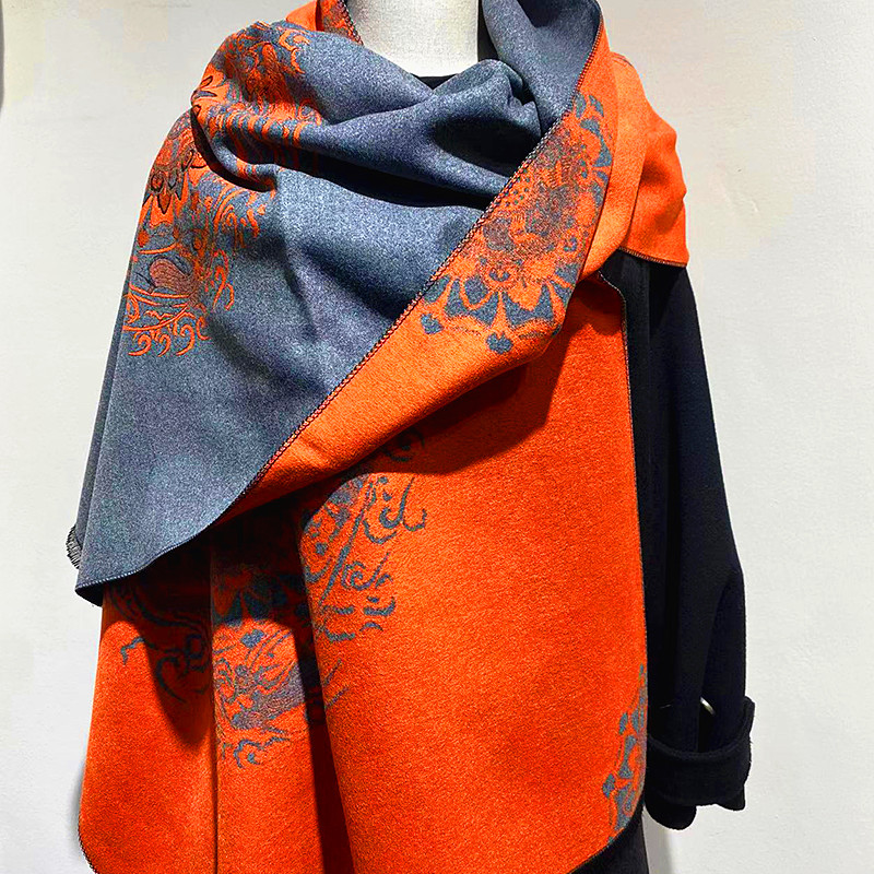 Dunhuang Element Wengenesis Mogao Grottoes frescoed Algae Well Imitation Cashmere Scarf Mother Shawl Bifacial Multipurpose Lovers Warm