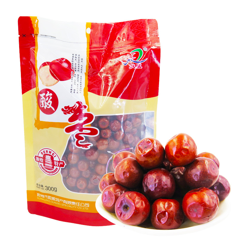 Dunhuang specialty Dunwei 300g bag sour jujube small red jujube dry soaked in water raw raw jujube travel companion gift
