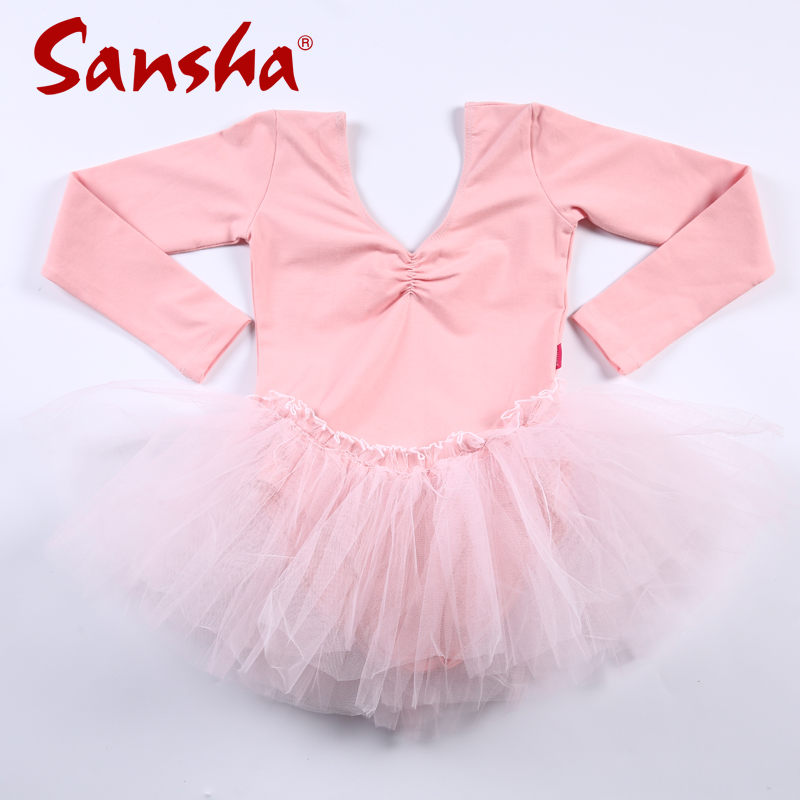 The new Sansha Sansha Children's Ballet Dance Costume TUTU Skirt Puffy Skirt Autumn/Winter Long Sleeves Exercise Dress
