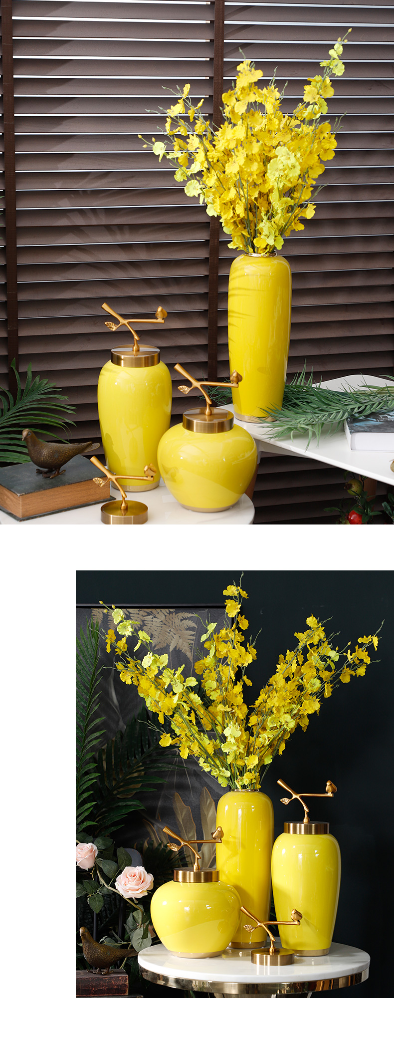 I and contracted the new Chinese style living room table flower arranging furnishing articles ceramic vases household dry flower adornment ou