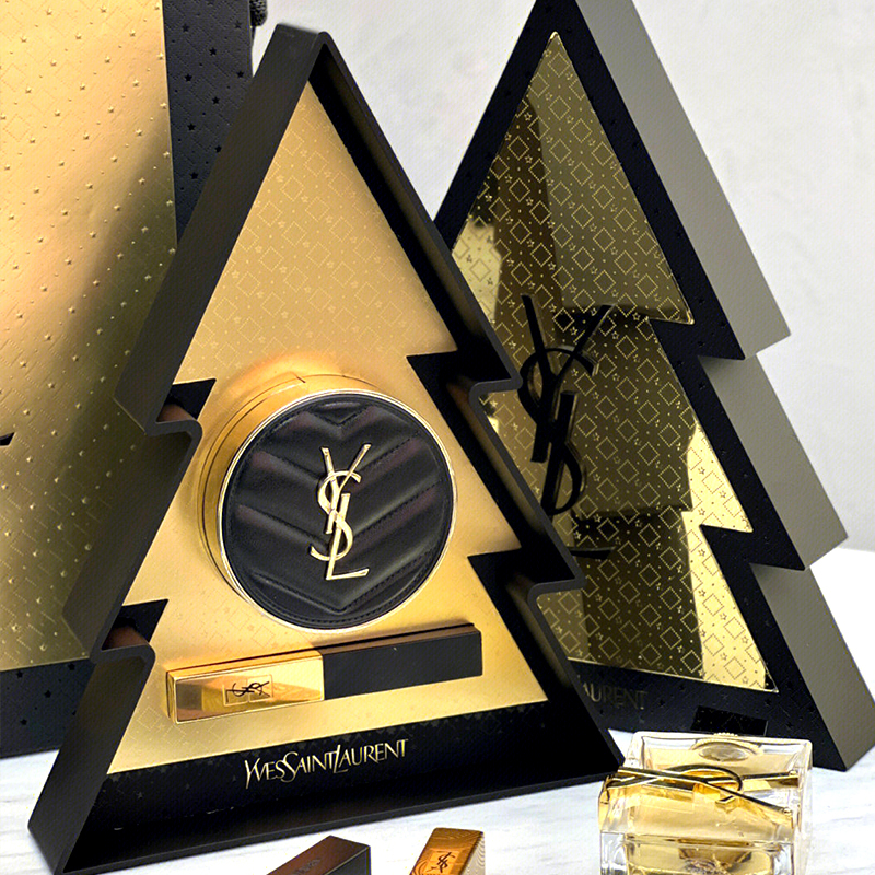 Ysl Saint Laurent Christmas Tree Limited Edition Lipstick Gift Box Christmas Gold Bar 1966+ Black Leather Cushion Gift Box Set