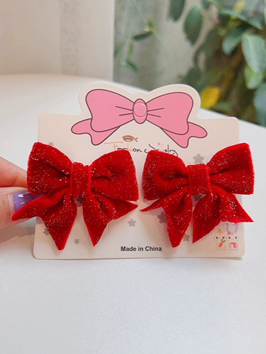 Красная заколка для волос с бантиком, детская резинка для волос, аксессуар для волос, челка, шпильки для волос