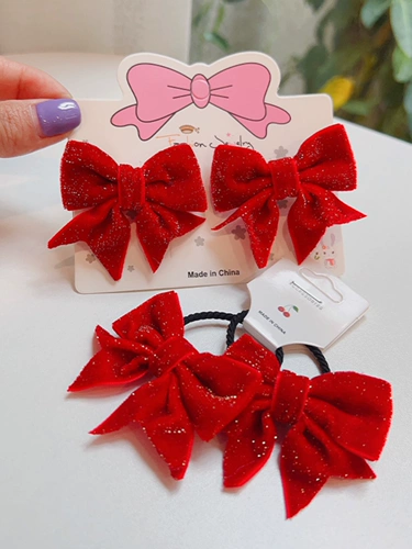 Красная заколка для волос с бантиком, детская резинка для волос, аксессуар для волос, челка, шпильки для волос