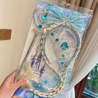 Парик с бантиком, синий ободок, комплект, 3 шт