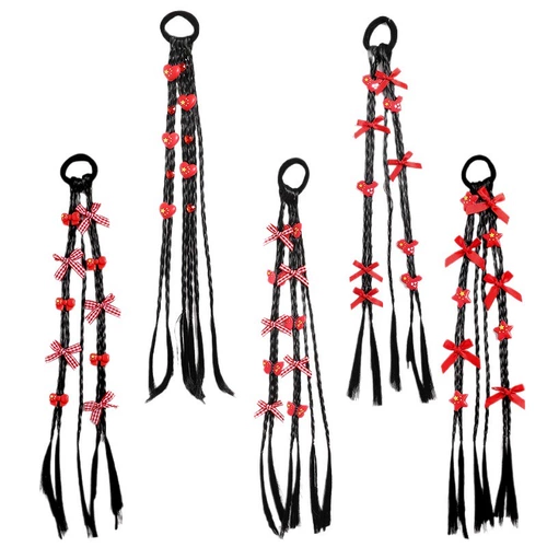 Детский парик, боксерский хвостик с косичкой, резинка, аксессуар для волос