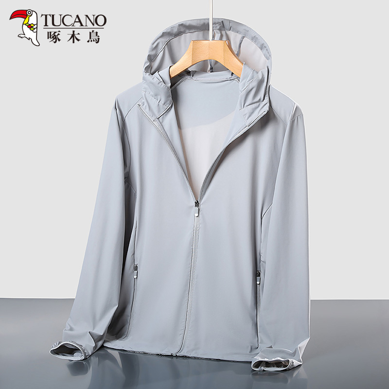 Woodpecker ice silk sunscreen for men light and breathable anti-UV jacket Summer sunscreen for women's skin weaters