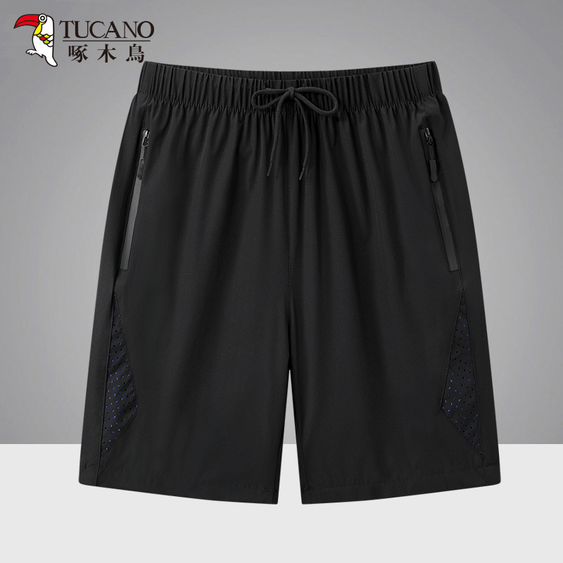 Pecking wood bird speed dry pants male summer thin stretch breathable running motion suction sweats quick dry 50% shorts big code new-Taobao