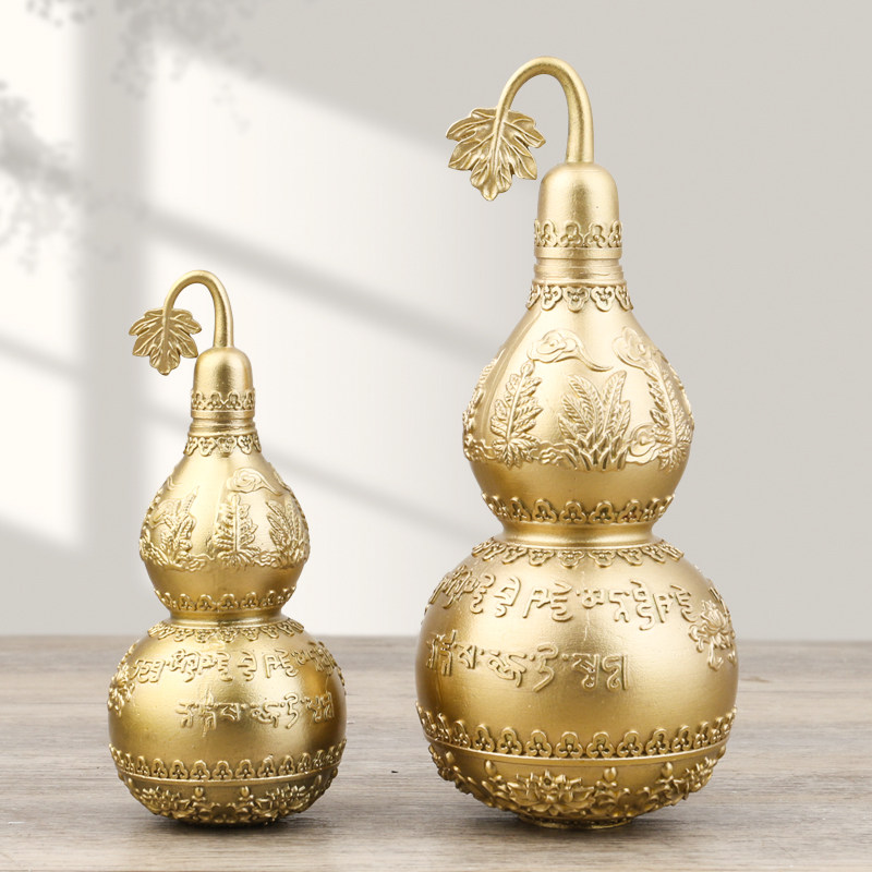 Pure copper open lid hollow broadsheet hyacinth Big Ming spell Six words True words All bronze Tiber Gourme Gourd Pendulum with Residence Decoration-Taobao