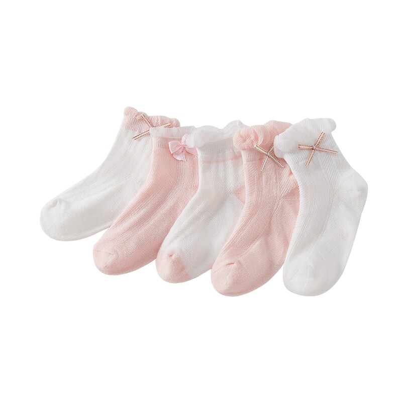 女童袜子夏季薄款儿童花边袜洋气女孩粉色袜短款透气宝宝通季短袜