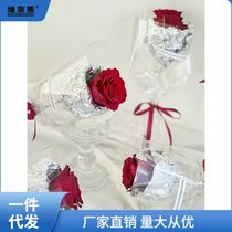 Plastic paper aluminum foil tinfoil bouquet lining silver color hand-kneaded paper floral package flower paper packaging