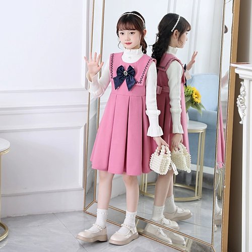 Зимний шерстяной костюм принцессы, наряд маленькой принцессы, детская юбка, пуховик, демисезонное платье, новая коллекция, в западном стиле