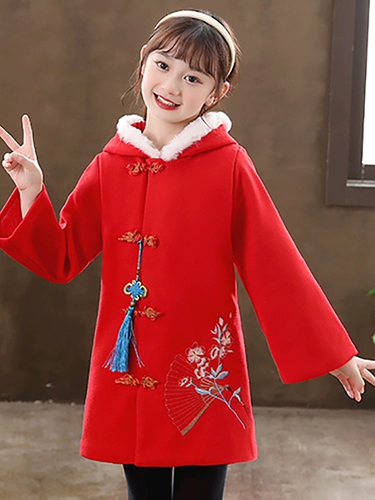 Пуховик, детское зимнее праздничнное шерстяное пальто с капюшоном, увеличенная толщина, коллекция 2023