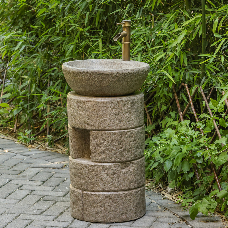 Outdoor Faux Stone Pedestal Washbasin Integrated Floor-Standing Washbasin Courtyard Garden Wash Basin Retro Sink Courtyard Outdoor Faux Stone Pedestal Washbasin Integrated Floor-Standing Washbasin Courtyard Garden Wash Basin Retro Sink Courtyard