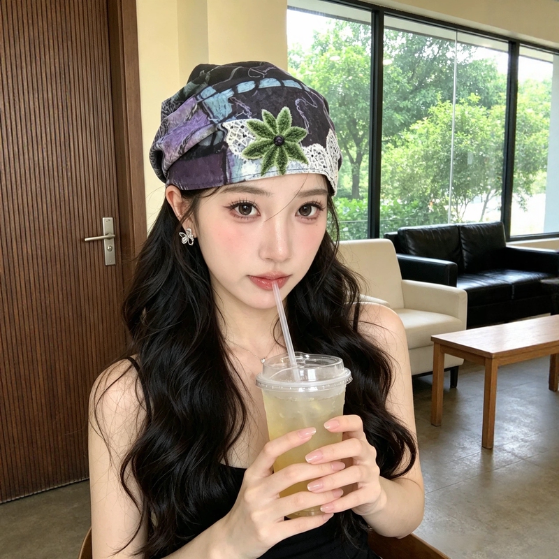 Korean Retro Tie-Dye Style Slouchy Hat for Women, Reversible, Makes Face Look Smaller, Lazy Summer Casual Vacation Headwrap Hat Korean Retro Tie-Dye Style Slouchy Hat for Women, Reversible, Makes Face Look Smaller, Lazy Summer Casual Vacation Headwrap Hat