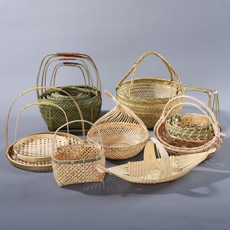 Handmade bamboo Creative Bamboo woven fruit Vegetable Containing basket with Handmade Steamed Bread for Home Snack Small Fruit Basket
