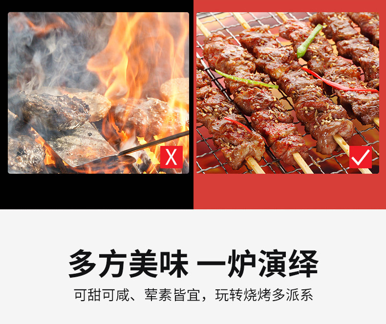 焖烤一体,自带温度计:曼容豪世 便携式户外炭烤炉610001GN 199元包邮,送烧烤炭500g+引燃块x2块+竹签1包 值值值-买手聚集的地方