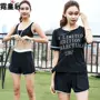 Áo tắm thể thao nữ ba mảnh màu đen che bụng là cô gái bảo thủ mỏng Quần short tay ngắn XL béo MM - Bộ đồ bơi hai mảnh đồ bơi 2 mảnh kín đáo