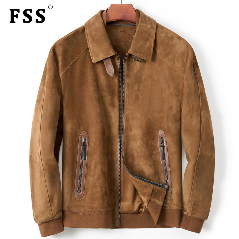 2026 New Style Suede Goatskin Genuine Leather Jacket Men's Spring and Autumn Short Suede Leather Jacket Retro Casual Jacket 2026 New Style Suede Goatskin Genuine Leather Jacket Men's Spring and Autumn Short Suede Leather Jacket Retro Casual Jacket