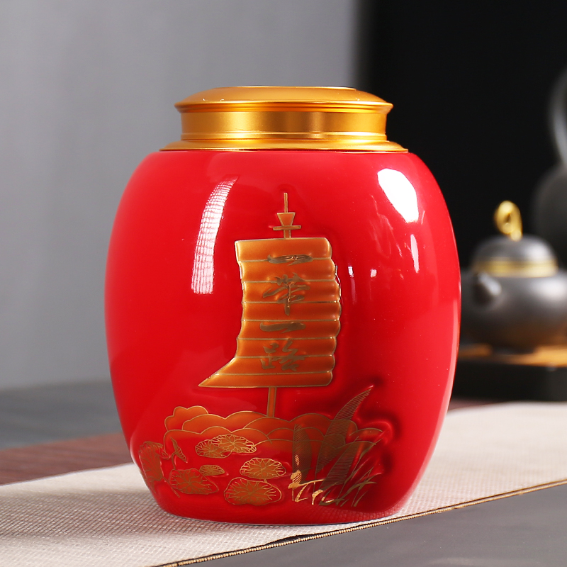 Caddy fixings ceramic alloy cover seal pot home storage jar pu 'er tea POTS of tea boxes warehouse custom