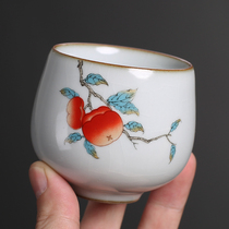 Ru kiln kung fu tea set Tea Cup Master Cup single cup female opening piece tea cup single Ru porcelain tea bowl ceramic large