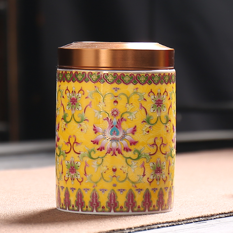 Portable mini Portable caddy fixings travel small POTS ceramic seal pot tea caddy fixings colored enamel customization