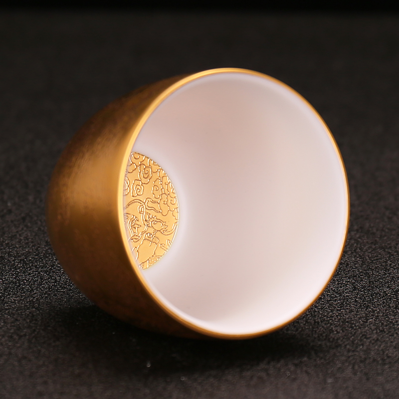 High - grade tea gold gold, 24 k gold master cup single kung fu household ceramics single cups of tea cups