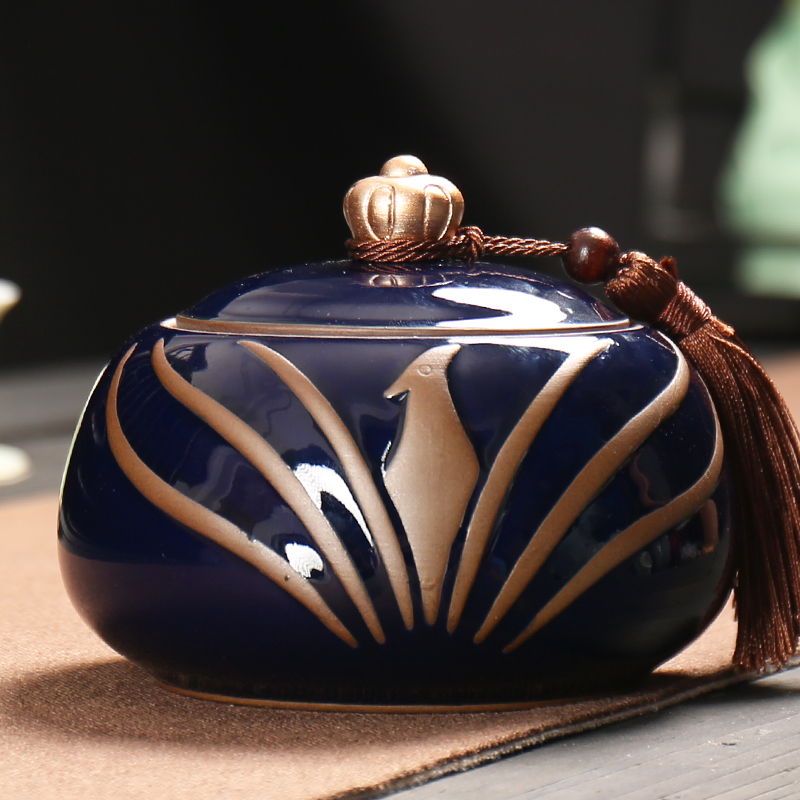 Elder brother up with ceramic tea pot large seal pot home small pu - erh tea storage tanks Chinese tea caddy fixings POTS