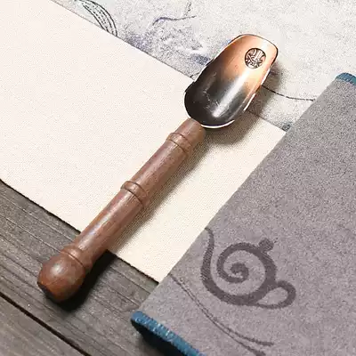 Ebony alloy tea spoon Tea spoon Bamboo tea shovel Pear wood tea spoon Kung Fu tea set Pure Copper tea ceremony accessories