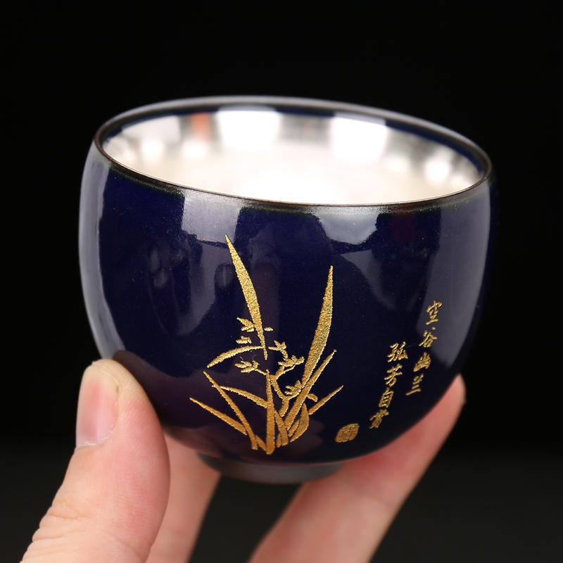 Ceramic cups sterling silver 999 kung fu tea masters cup manually coppering. As silver restoring ancient ways of a single tea bowl sample tea cup