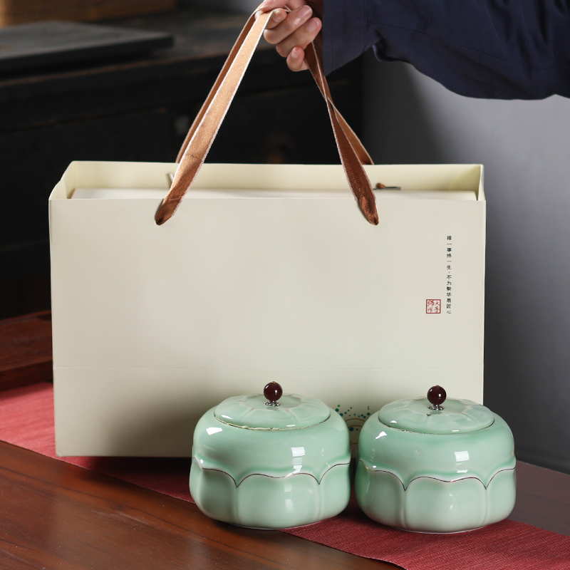 Tea packaging gift box empty the new gm in half jins of green Tea, red Tea pot of ceramic seal pot double pot of custom