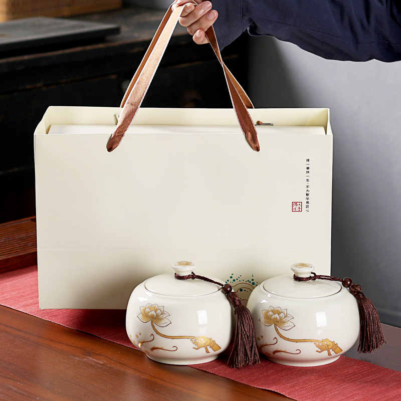 High - grade ceramic pot of tea packing box empty box, black tea, green tea pu - erh tea loose tea packaging gift boxes a kilo