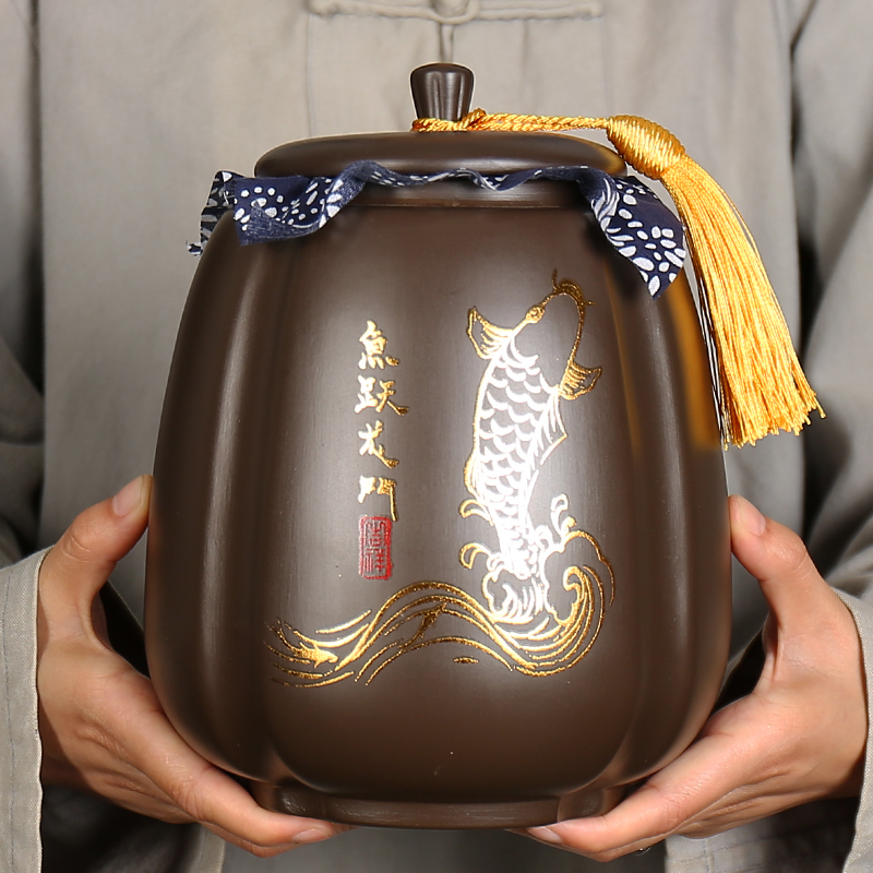 Violet arenaceous caddy fixings store receives large ceramic POTS awake restoring ancient ways household a kilo is installed seal pot pu - erh tea POTS