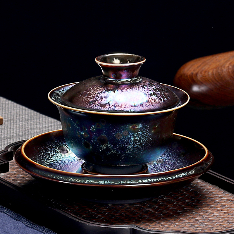 Devoted to inflammation discus jingdezhen porcelain tureen large cups kung fu tea set jade porcelain three cup bowl is home