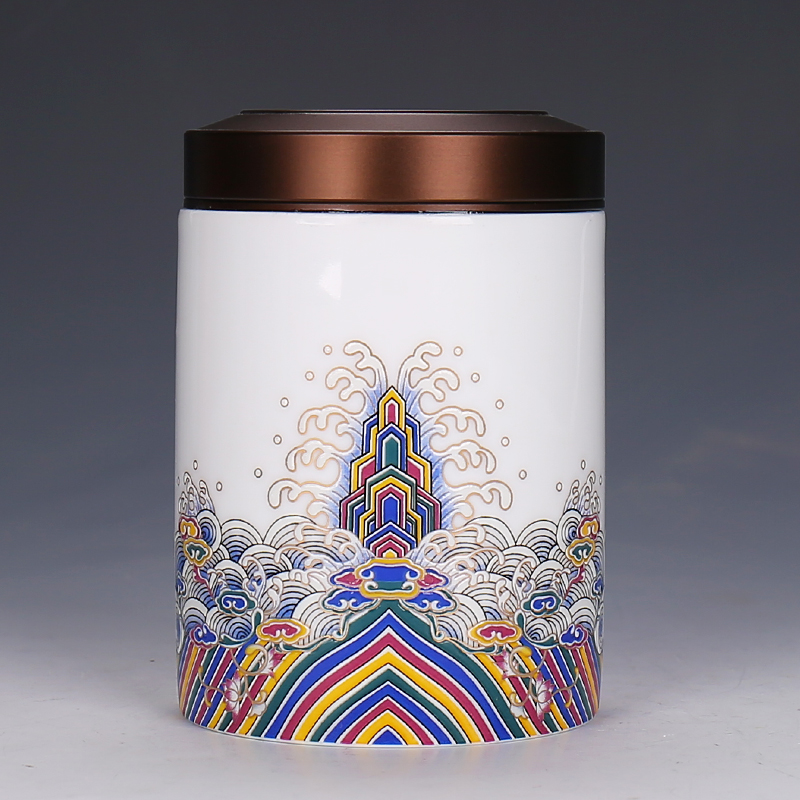 Colored enamel seal pot small caddy fixings ceramic tea boxes gifts tea packing box storage tank receives gift boxes