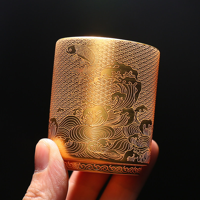 Gold tea cup ceramic suet jade porcelain pure gold owner single cup gilt tea cup household kung fu tea cup