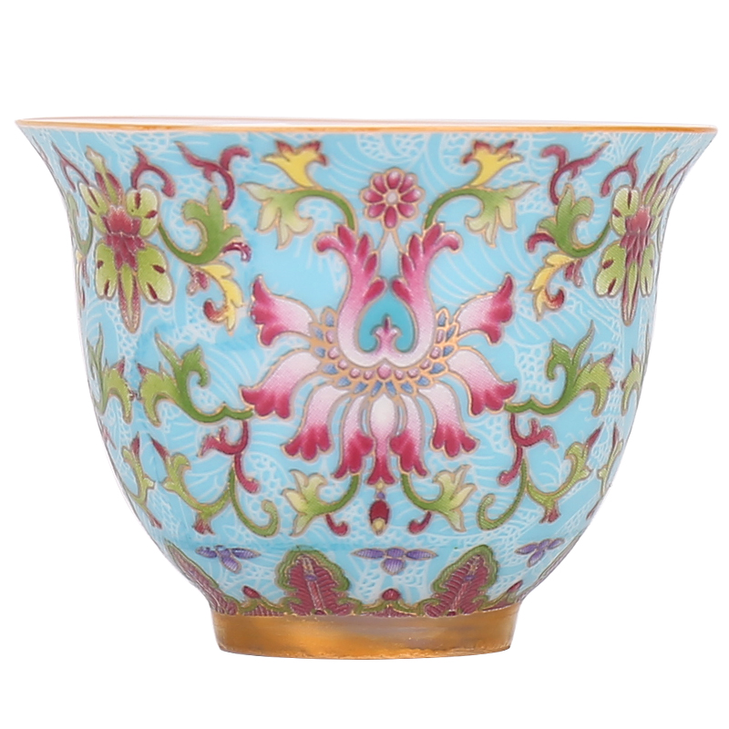 Colored enamel craft ceramic masters cup single cup sample tea cup kung fu tea cups individual cup household small bowl