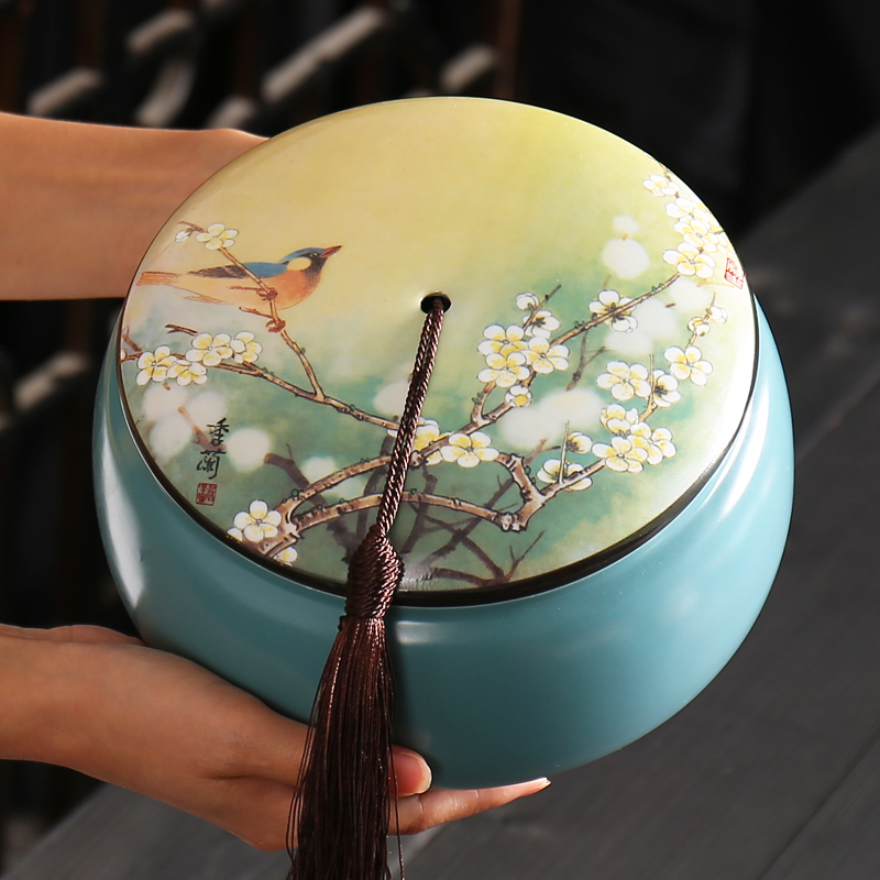 Caddy fixings ceramic large number 1 catty seal pot home storage tank 5 jins of traditional Chinese medicine differentiated bi-facial mask powder as cans